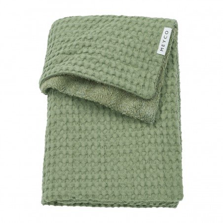W.COTT.BLANKET TEDDY CRIB TOG2 75x100 CM ME-WAFFLE OLIVE GREEN