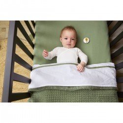 W.COTT.BLANKET TEDDY CRIB TOG2 75x100 CM ME-WAFFLE OLIVE GREEN
