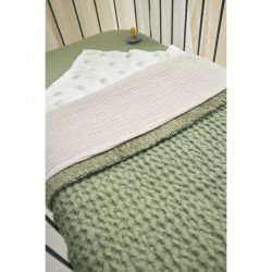 W.COTT.BLANKET TEDDY CRIB TOG2 75x100 CM ME-WAFFLE OLIVE GREEN