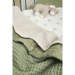 W.COTT.BLANKET TEDDY CRIB TOG2 75x100 CM ME-WAFFLE OLIVE GREEN