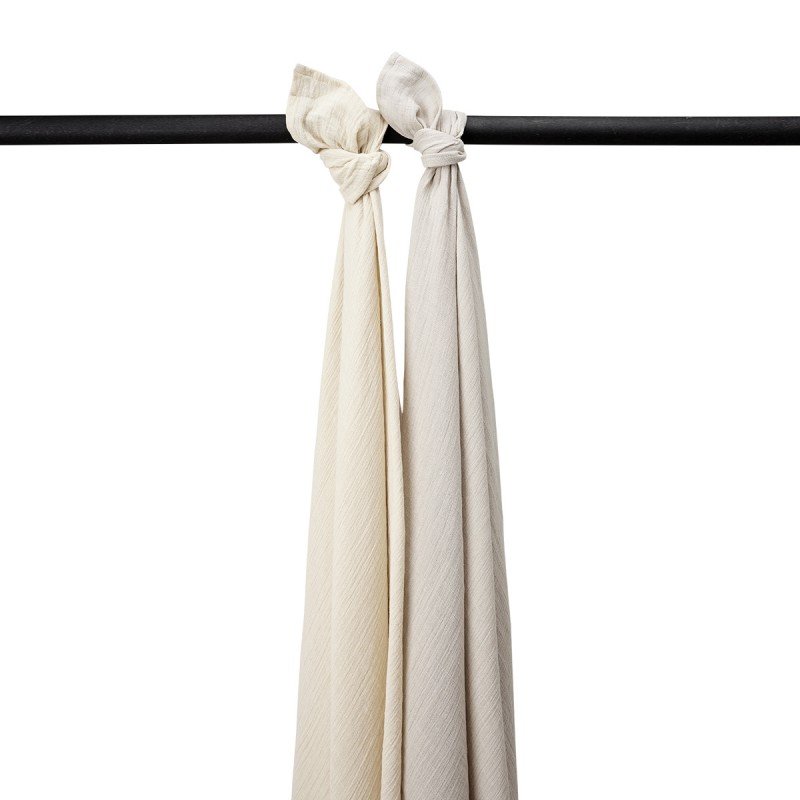 MUSLIN SWADDLES P.WASH. 2 PACK 120x120 CM ME-UNI SOFT SAND/GREIGE