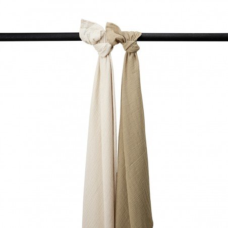 MUSLIN SWADDLES P.WASH. 2 PACK 120x120 CM ME-UNI SOFT SAND/TAUPE