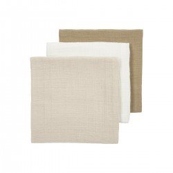 MUSLIN SQUARES P.WASH.3-PACK 70x70 CM ME-UNI OFF.W/S.SAND/TAUPE