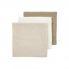 MUSLIN SQUARES P.WASH.3-PACK 70x70 CM ME-UNI OFF.W/S.SAND/TAUPE