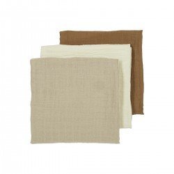 MUSELINA LAVADA MED PACK DE 3 70x70 CM ME-UNI OFF.W/SAND/TOFFEE