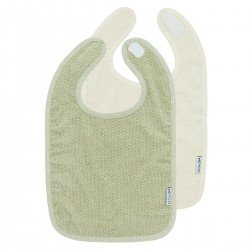 SQUARE TERRY BIBS 2 PACK 27x43 CM ME-POPCORN NATUREL/S.OLIVE