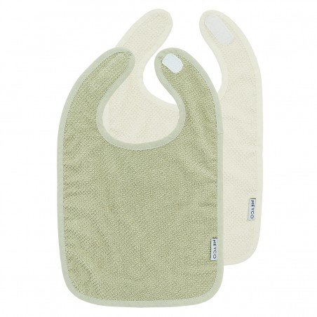 SQUARE TERRY BIBS 2 PACK 27x43 CM ME-POPCORN NATUREL/S.OLIVE