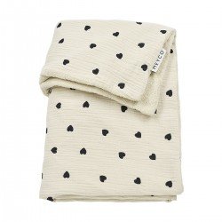 MANTA CUNA 60 MUSELINA PRELAV. 75x100 CM ME-SWEET HEART SOFT SAND/BLACK