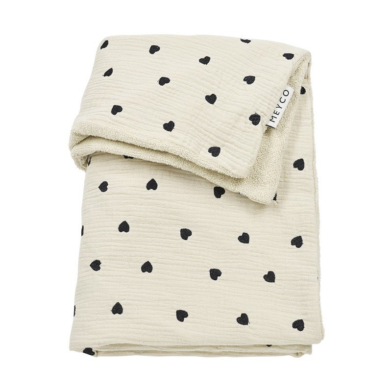 MANTA CUNA 60 MUSELINA PRELAV. 75x100 CM ME-SWEET HEART SOFT SAND/BLACK
