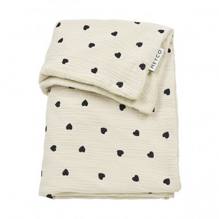 MANTA CUNA 60 MUSELINA PRELAV. 75x100 CM ME-SWEET HEART SOFT SAND/BLACK