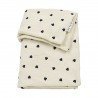 CRIB BED BLANKET PRE-W. MUSLIN 75x100 CM ME-SWEET HEART SOFT SAND/BLACK