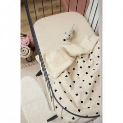 MANTA CUNA 60 MUSELINA PRELAV. 75x100 CM ME-SWEET HEART SOFT SAND/BLACK