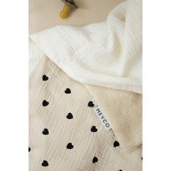 MANTA CUNA 60 MUSELINA PRELAV. 75x100 CM ME-SWEET HEART SOFT SAND/BLACK