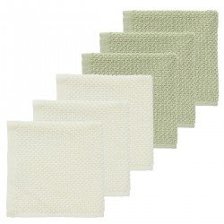 FACECLOTH 6-PACK 30x30 CM ME-POPCORN NATUREL/S.OLIVE