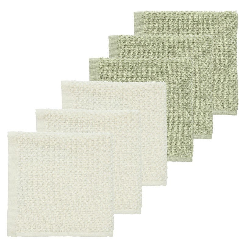 FACECLOTH 6-PACK 30x30 CM ME-POPCORN NATUREL/S.OLIVE