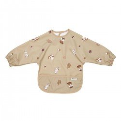 PU BIB WITH SLEEVES 9-18m ME-FOREST ANIMALS SAND