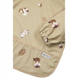 PU BIB WITH SLEEVES 9-18m ME-FOREST ANIMALS SAND