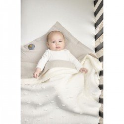 MANTA MINICUNA ALGODÓN 75x100 CM ME-KNOTS TEDDY OFF WHITE