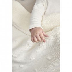 COTTON BLANKET CRIB 75x100 CM ME-KNOTS TEDDY OFF WHITE