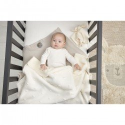 COTTON BLANKET CRIB 75x100 CM ME-KNOTS TEDDY OFF WHITE