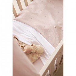 COTTON BLANKET CRIB 75x100 CM ME-MINI KNOTS SOFT PINK