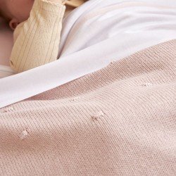COTTON BLANKET CRIB 75x100 CM ME-MINI KNOTS SOFT PINK