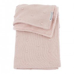 COTTON BLANKET CRIB 75x100 CM ME-MINI KNOTS TEDDY SOFT PINK