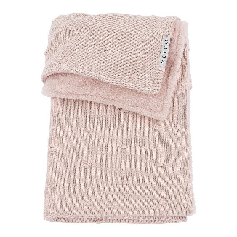 COTTON BLANKET CRIB 75x100 CM ME-MINI KNOTS TEDDY SOFT PINK