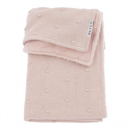 COTTON BLANKET CRIB 75x100 CM ME-MINI KNOTS TEDDY SOFT PINK