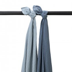 MUSLIN SWADDLES P.WASH. 2 PACK 120x120 CM ME-UNI JEANS BLUE/INDIGO