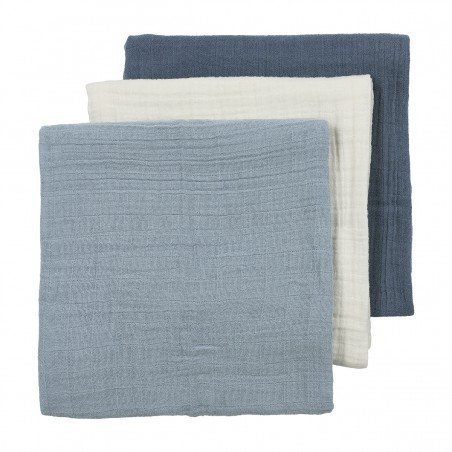 MUSLIN SQUARES 3-PACK 70x70 CM ME-UNI NAT/J.BLUE/IND.
