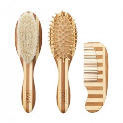 SET 3PCS.CEPILLO-PEINE BAMBÚ N ME-UNI S.NATURAL/WALNUT ..