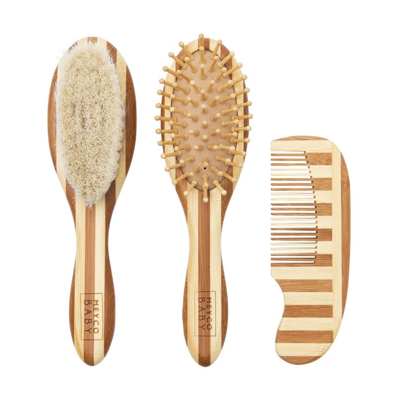 SET 3PCS.BRUSH-COMB NAT.BAMBOO ME-UNI S.NATURAL/WALNUT ..