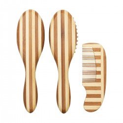 SET 3PCS.CEPILLO-PEINE BAMBÚ N ME-UNI S.NATURAL/WALNUT ..