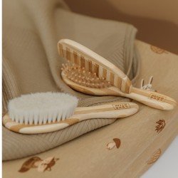 SET 3PCS.CEPILLO-PEINE BAMBÚ N ME-UNI S.NATURAL/WALNUT ..