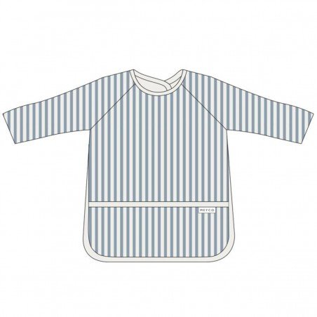 PU BIB WITH SLEEVES 9-18m ME-FAT STRIPE JEANS BLUE