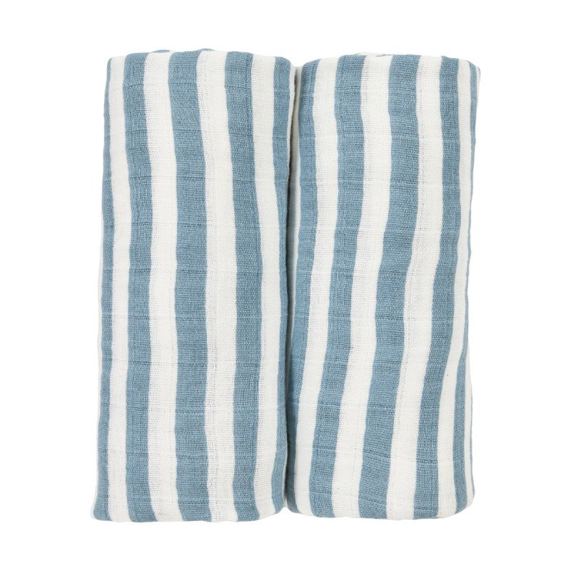 MUSELINA LAVADA GDE PACK DE 2 120x120 CM ME-FAT STRIPE JEANS BLUE