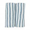 MUSLIN SWADDLES P.WASH. 2 PACK 120x120 CM ME-FAT STRIPE JEANS BLUE