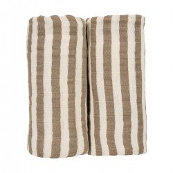 MUSELINA LAVADA GDE PACK DE 2 120x120 CM ME-FAT STRIPE TAUPE