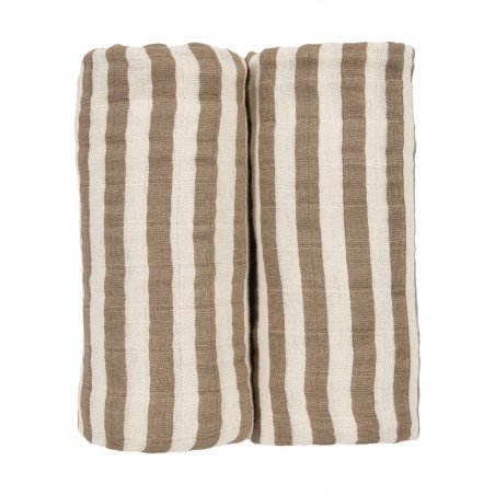 MUSELINA LAVADA GDE PACK DE 2 120x120 CM ME-FAT STRIPE TAUPE