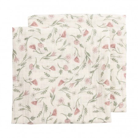MUSLIN SQUARE PRE-WASH.2-PACK 70x70 CM ME-FLOWER MULTICOLOUR