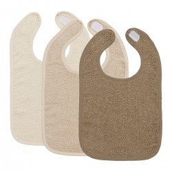 VELCRO TERRY BIBS 3 PACK  4-24m ME-TERRY NAT/S.SAND/TAUPE