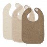 VELCRO TERRY BIBS 3 PACK  4-24m ME-TERRY NAT/S.SAND/TAUPE