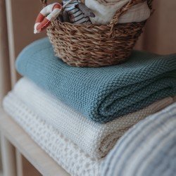 COTTON BLANKET CRIB 75x100 CM ME-RELIEF JEANS BLUE