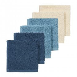 PACK 6 TOALLA FACIALES 30x30 CM ME-TERRY NAT/J.BLUE/IND.
