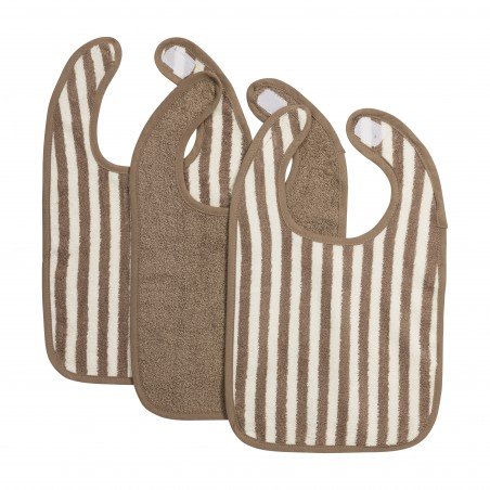 PACK 3 BABEROS RIZO CON VELCRO  4-24m ME-FAT STRIPE TAUPE