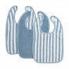 VELCRO TERRY BIBS 3 PACK  4-24m ME-FAT STRIPE JEANS BLUE