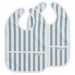 PACK 2 BABEROS CON BOLSILLO  4-24m ME-FAT STRIPE JEANS BLUE