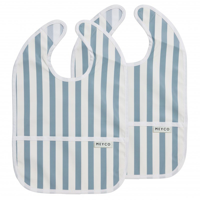 BIB W.COLLECTION TRAY 2 PACK  4-24m ME-FAT STRIPE JEANS BLUE