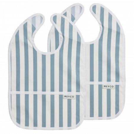 BIB W.COLLECTION TRAY 2 PACK  4-24m ME-FAT STRIPE JEANS BLUE
